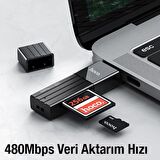 Polham HC Series USB To SD-Micro SD Hafıza Kart Okuyucu Adaptör, USB 2.0 Card reader 