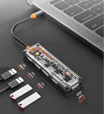 Polham 100W 5in1 Type-C Hub Type-C to USB3.0 Çoğaltıçı Dönüştürücü 4xUSB3.0 Pd 100W Şarj