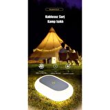 Polham 2in1 Led Işıklı Gece Lambalı 15W Kablosuz Şarj Aleti, 1200mAh Bataryalı Taşınabilir Lamba