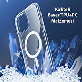 Polham Darbeye Dayanıklı iPhone 15 Pro Max Magsafe Uyumlu Manyetik Silikon Kılıf, Sararmaz Solmaz Kılıf