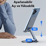 Polham Açı ve Yükseklik Ayarlı 360 Derece Dönebilen Telefon ve Tablet Tutucu Stand, Kaydırmaz ve Çizmez Stand