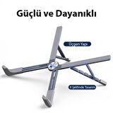 Polham X Tipi Açı ve Yükseklik Ayarlı Ultra Sağlam Alüminyun Laptop Standı, 5 Yükseklik Ayarlı Notebook Standı