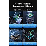 Polham 15W Kablosuz Şarjlı Araç İçi Telefon Tutucu, V Tipi Düşmez Titremez Telefon Tutucu