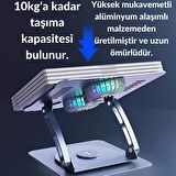 Polham Yükseklik ve Açı Ayarlamalı, Süper Hızlı Çift Soğutuculu Tablet ve Laptop Standı, 360 Derece Dönebilen