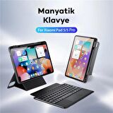 Polham Xiaomi Mi Pad 5 ve 5 Pro ile Uyumlu Bluetooth Klavyeli Tablet Kılıfı, Katlanabilir Standlı Manyetik Kılıf