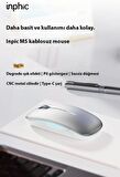 Polham 2.4G Şarj Edilebilir Süper Sessiz Ultra İnce Mouse, Şık Işıklı, Metal Silindirli Mouse