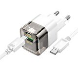 Polham Süper Hızlı 20W 1x Type-C,1x USB Şarj Başlığı ve 1 MT 60W Type C To Type C Kablolu Şarj Aleti