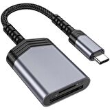 Polham Süper Hızlı Type C Micro SD ve SD Hafıza Kart Okuyucu Adaptörü, Dosya, Fotoğraf Aktarım Adaptörü
