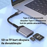 Polham Süper Hızlı Type C Micro SD ve SD Hafıza Kart Okuyucu Adaptörü, Dosya, Fotoğraf Aktarım Adaptörü