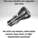Polham HC 48W 1x Type-C 1x USB Girişli Araç Çakmaklık Hızlı Şarj Aleti, Akım, Voltaj ve Isı Korumalı Araç Şarjı