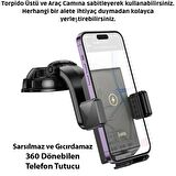 Polham 15W Kablosuz Şarjlı Araç İçi Telefon Tutucu, Torpido Üstü Vantuzlu Ultra Stabil Telefon Tutucu