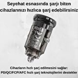 Polham HC 30W 1x Type-C Girişli Araç Çakmaklık Hızlı Şarj Başlığı, Akım, Voltaj, Isı Korumalı