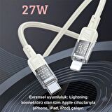 Polham HC Süper Hızlı 27W 1.2 Metre Type C To İphone Lightning Şarj Kablosu, Akım ve Voltaj Korumalı