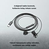 Polham HC Type C Kablolu Mikrofonlu Kulaklık, HİFİ Ses, HD Mikrofonlu Type C Kulaklık, Silikon Uçlu Kulakiçi Kulaklık