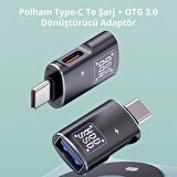 Polham 2in1 Type C To Type C ve USB Çevirici OTG Adaptör, Şarj ve Data Aktarım OTG Çeviricisi