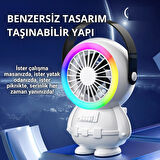 Polham 3 Kademeli Gece Lambalı 1500mAh Şarjlı Taşınabilir Serinletici Vantilatör Fan, Ultra Sessiz