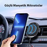 Polham 15W Magsafe İphone 13, 13 Pro, 13 Pro Max Serisi Kablosuz Şarjlı Araç İçi Telefon Tutucu