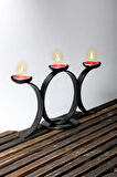 Çember Model Siyah Dekoratif Mumluk- Metal Ferforje Şamdan Mumluk- Tealight (Mum Dahil)