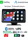 TeknoMoon 7" Taşınabilir Kablosuz Apple CarPlay Android Auto Airplay Android 2024 Version Araba Ekranı