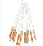 10 Adet Ahşap Saplı Metal Çöp ŞİŞ Kanat Şişi Kuşbaşı Şişi Sebze Biber Şişi Mangal Şişi 30 cm