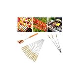 10 Adet Ahşap Saplı Metal Çöp ŞİŞ Kanat Şişi Kuşbaşı Şişi Sebze Biber Şişi Mangal Şişi 30 cm