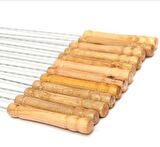 10 Adet Ahşap Saplı Metal Çöp ŞİŞ Kanat Şişi Kuşbaşı Şişi Sebze Biber Şişi Mangal Şişi 30 cm