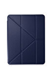 iPad Air 4 10.9 inç Uyumlu Renkli Karbon Trifolding Kalem Bölmeli Tablet Kılıfı