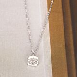 Zirkon Taşlı Pırlanta Montür Göz Desenli Gümüş Kaplama Gümüş Kolye