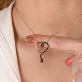 Zirkon Taşlı Pırlanta Montür Kalp Desenli Rose Kaplama Gümüş Kolye