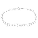 Gümüş Rengi Kaplama Sıralı Ay Yıldız Gümüş Bileklik