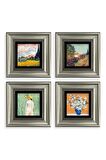 Van Gogh 4 lü Set Çerçeveli Taş Tablo