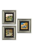 Van Gogh 3 lü Set Çerçeveli Taş Tablo