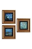 Van Gogh 3 lü Set Çerçeveli Taş Tablo