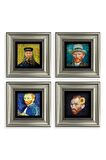 Van Gogh 4 lü Set Çerçeveli Taş Tablo