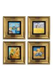 Van Gogh 4 lü Set Çerçeveli Taş Tablo