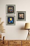 Van Gogh 3 lü Set Çerçeveli Taş Tablo