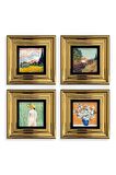 Van Gogh 4 lü Set Çerçeveli Taş Tablo