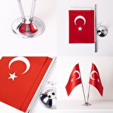 Türkiye 2li Masa Bayrağı Saten Kumaş Dijital Baskı 15x22,5 cm