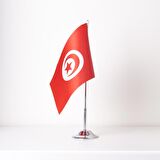 Tunus Tekli Masa Bayrağı Saten Kumaş Dijital Baskı 15x22,5 cm