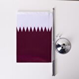 Katar 2li Masa Bayrağı Saten Kumaş Dijital Baskı 15x22,5 cm