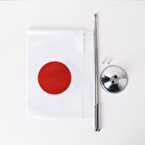 Japonya 2li Masa Bayrağı Saten Kumaş Dijital Baskı 15x22,5 cm
