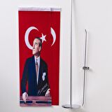 Atatürk-Türk Bayrağı 2li Masa Bayrağı Saten Kumaş Dijital Baskı 8,5x25 cm