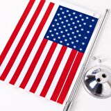 Amerika 2li Masa Bayrağı Saten Kumaş Dijital Baskı 15x22,5 cm