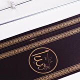Allah-Muhammed İnce Uzun 2li Masa Bayrağı Saten Kumaş Dijital Baskı 8,5 x 25 cm