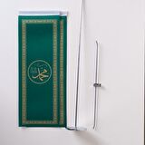 Allah-Muhammed İnce Uzun Yeşil 2li Masa Bayrağı Saten Kumaş Dijital Baskı 8,5x25 cm