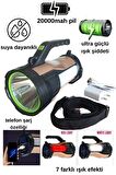 Ultra Güçlü 7 Farklı Moda Sahip Güneş Enerjili Powerbank Özellikli El Feneri T96