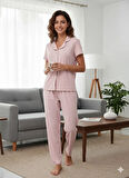 KADIN DÜĞMELİ PİJAMA TAKIMI