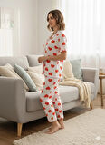 KADIN KALP DETAYLI DÜĞMELİ PİJAMA TAKIMI