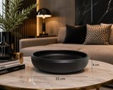 Dekoratif Beton Saksı 33 cm El Yapımı Geniş Beton Bonsai Saksısı İç ve Dış Mekan Saksısı Siyah