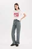 DeFacto 90's Wide Leg Yüksek Bel Uzun Jean Yıkamalı Pantolon D6617AX25SPNM28